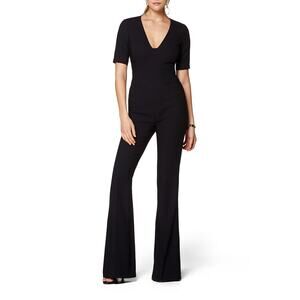 NWT SUISTUDIO Gwen Flare V-Neck Black Jumpsuit 0